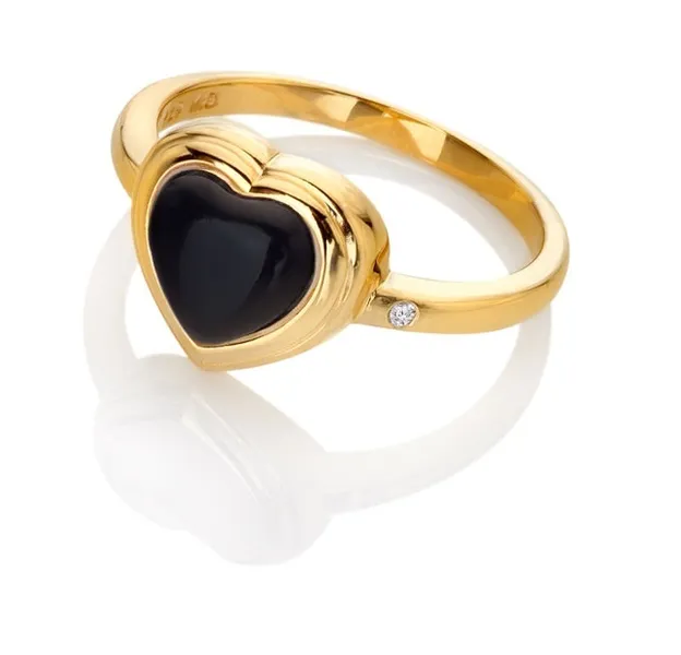 Jac Jossa Soul DR231 Gold Plated Diamond Onyx Ring