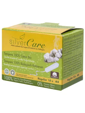 Silver Care tampons without applicator made of organic cotton Regular 18 pcs