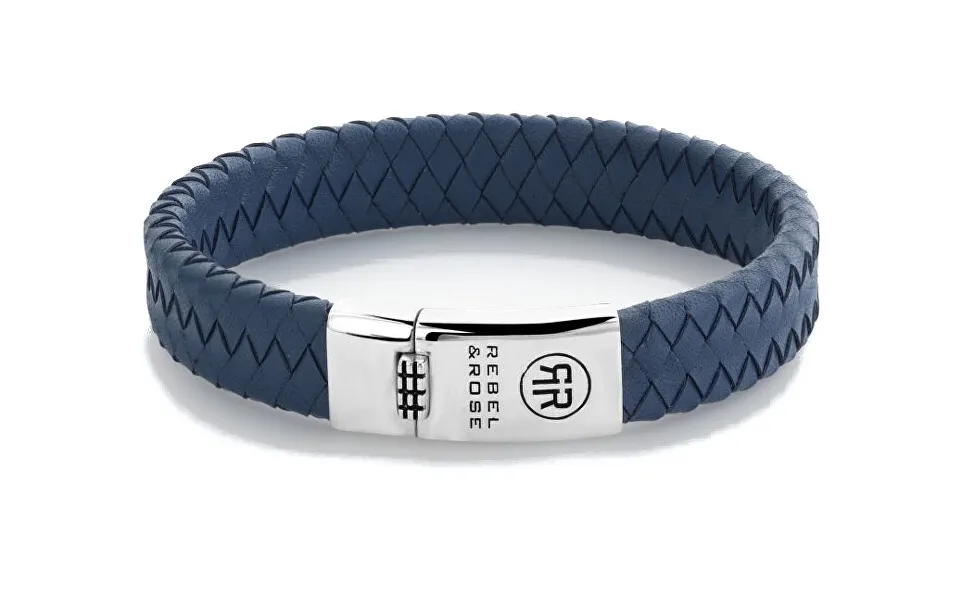 Braided Flat 925 Blue Leather Bracelet RR-L0151-S
