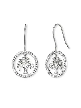 Silver dangling earrings Tree of Life with zircons ERE-LILTREE-ZIH