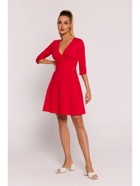 M786 Dress with a pleat top - red