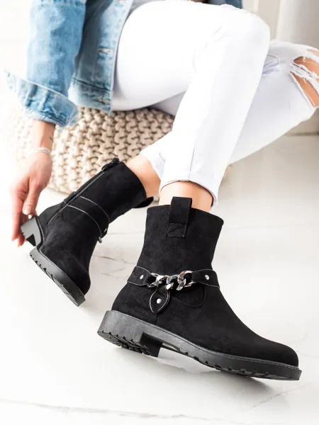 Classic women's Shelovet suede black work boots