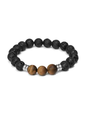 Lava stone and tiger eye bead bracelet MINK160/20