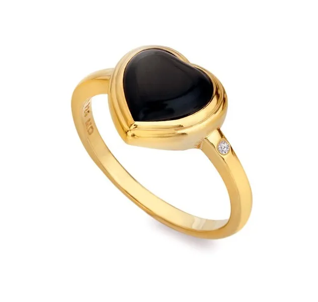 Jac Jossa Soul DR231 Gold Plated Diamond Onyx Ring