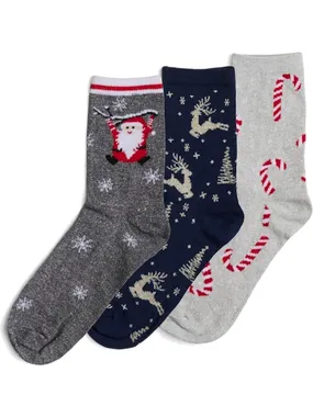 3 PACK - women's socks PCJINGLE 17143280 Maritime Blue