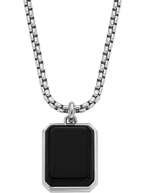 Steel necklace with black agate JF04601040