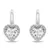Silver heart jewelry set with zircons SET273W (earrings, pendant)