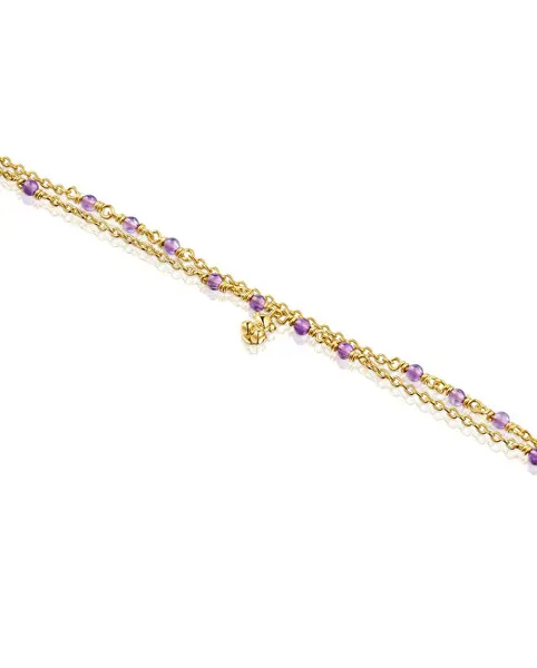 Bold Bear Double Amethyst Gold Plated Bracelet 1003972200