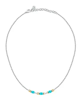 Steel bicolor necklace with beads Colori SAXQ05