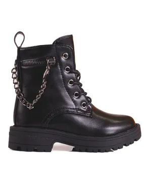 Girl's black boots with Shelovet chain