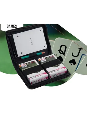 Set of 2 decks in a case with a notebook and pencil