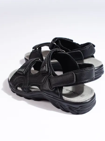 Comfortable men's black velcro sandals