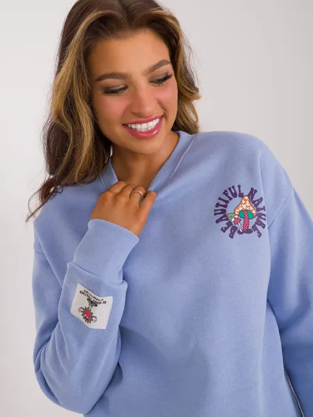 Women's light blue sweatshirt with print