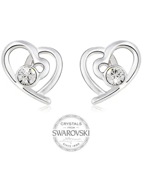 Romantic earrings Hearts with clear crystals