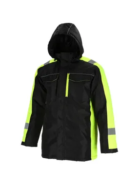 Insulated jacket with hood, black and yellow, "m", ce, lahti