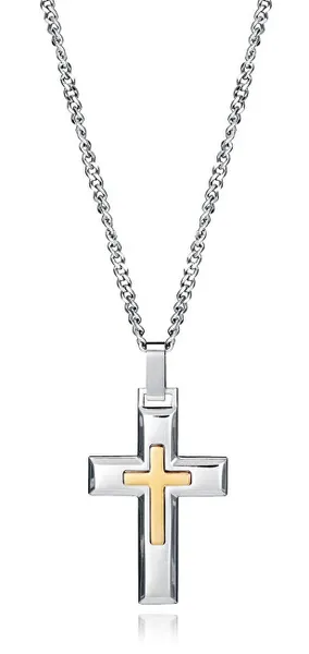 Timeless bicolor necklace with Magnum cross 75321C01012