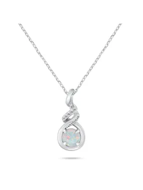 Silver necklace with synthetic opal NCL155W