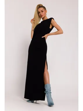 M790 Maxi dress with shoulder pads - black