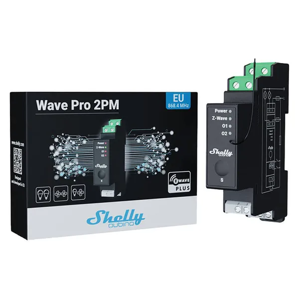 2-channel DIN rail relay with energy measurement Shelly Qubino Pro 2PM