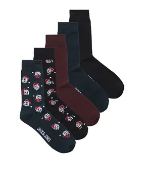 5 PACK - men's socks JACXMAS 12266871 Scarab