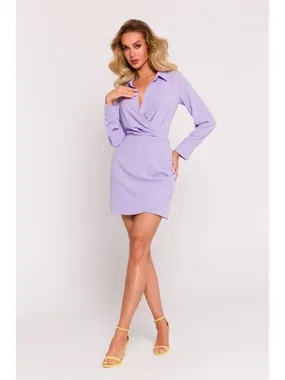 M783 Mini dress with a neckline and collar - violet