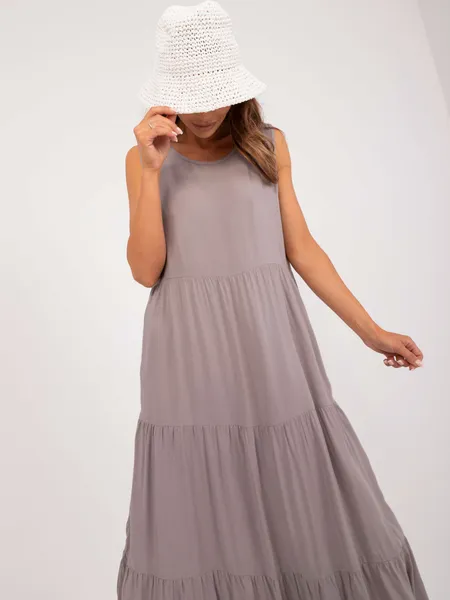 Women's gray dress with ruffles