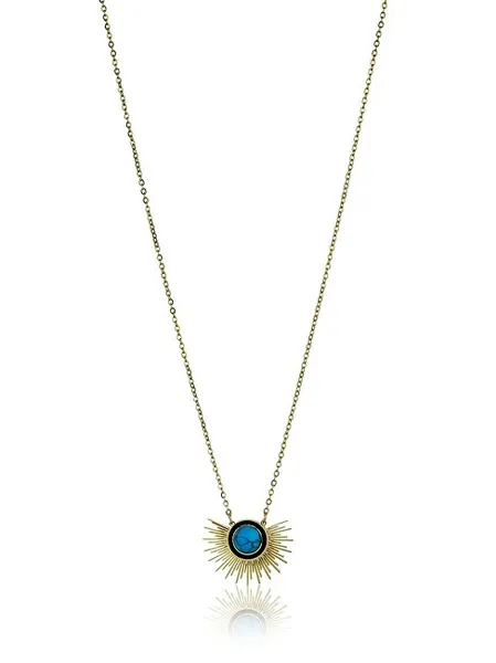 Elaborate Gold Plated Turquoise Necklace EWN23037G