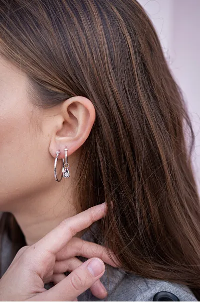 Silver earrings with Hoops DE625 diamonds