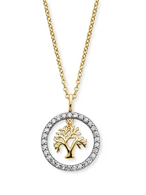 Gold-plated bicolor necklace Tree of Life with zircons ERN-LILTREE-ZIG