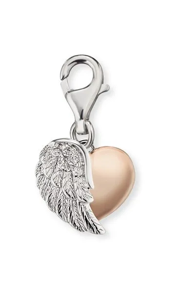 Silver bicolor pendant for Heart bracelet with ERC-HEARTWINGBI