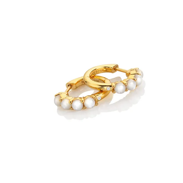 Beautiful gold-plated hoop earrings with diamonds and pearls Jac Jossa Soul DE727