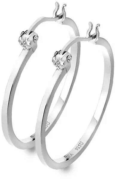 Silver earrings with Hoops DE625 diamonds