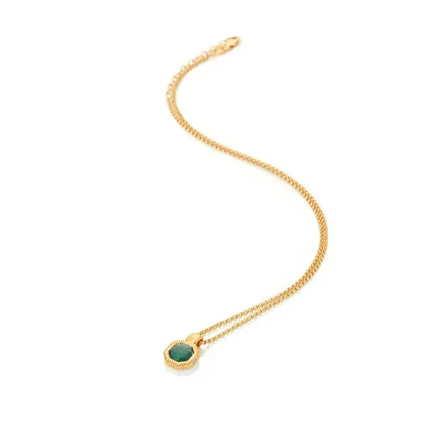 Jacquard Hope DP845 gold-plated necklace with diamond and malachite (chain, pendant)