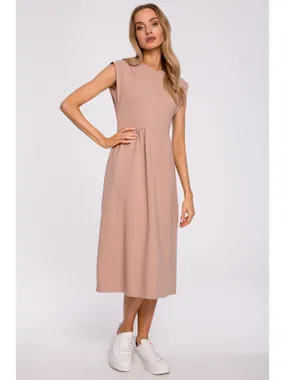 M581 Midi dress with decorative sleeves - mocha