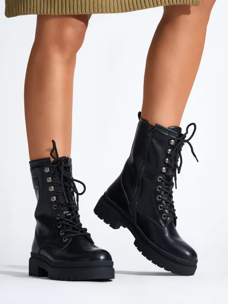 Black lace-up women's workers