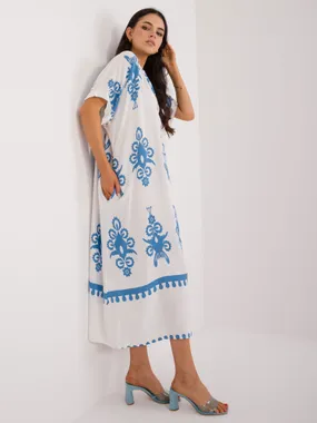 Women's white and blue dress with a print