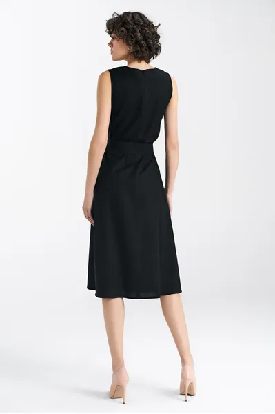 Sleeveless linen dress - black - S237