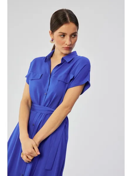 S364 Maxi dress with short sleeves - blue