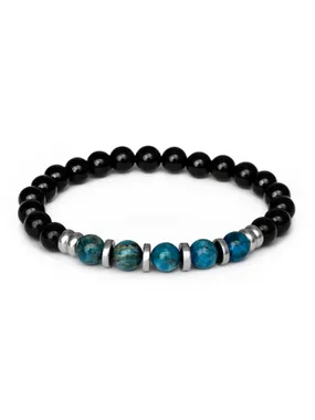 Onyx, apatite and hematite bead bracelet MINK144/20
