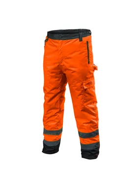 Warning, insulated work trousers, orange, size XXL