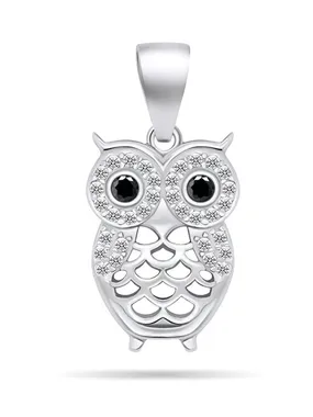 Silver pendant with zircons Owl PT71W