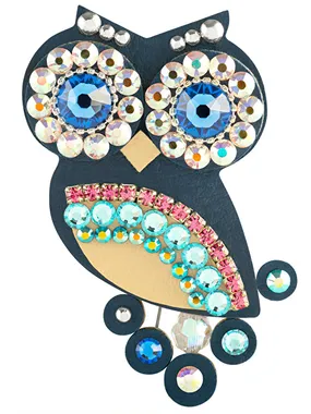 Original dark blue owl brooch