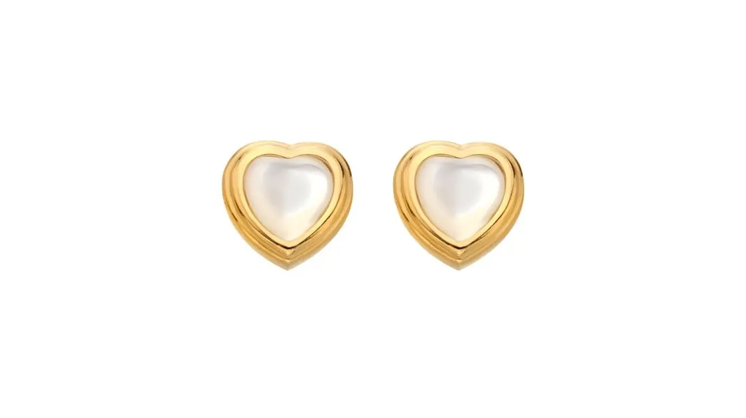 Jac Jossa Soul DE790 Heart Gold Plated Diamond and Pearl Earrings