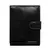 Men's black leather wallet with a clasp.