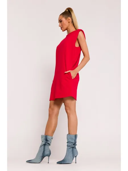 M789 Mini dress with shoulder pads - red