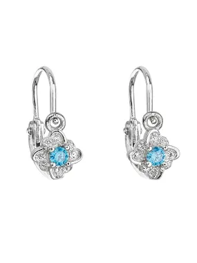 Silver children's earrings with blue zircons 11175.3
