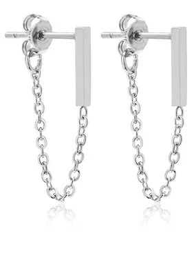 Fashionable steel earrings with chains VAAXF266S