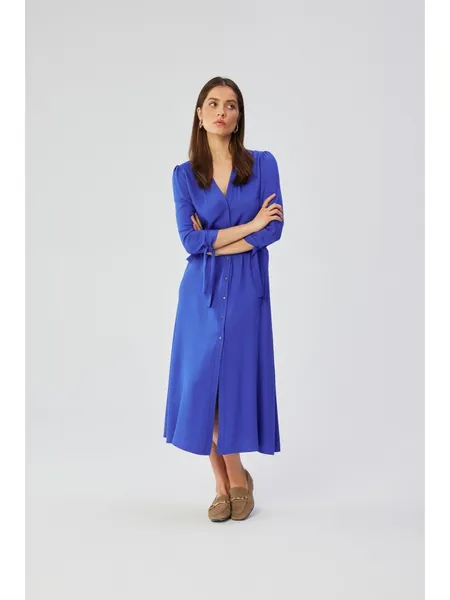 S365 Midi dress with tied cuffs - blue