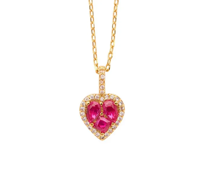 Charming Gold Plated Heart Necklace 12448G