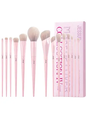 Crystal Pink Makeup Brushes T495 14pcs brush set